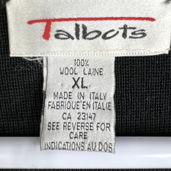 Talbots Womens XL Black Wool Cardigan Gold Embroidery Italy Made Button Up Artsy - Picture 11 of 16